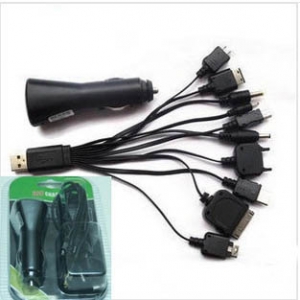 Universal USB Car Charger  with 10 cables