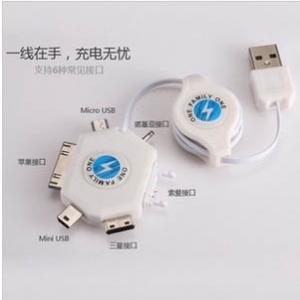 Retractable USB multi-connector cable