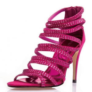 Special offer -Defective Strappy Heels With Crystal Studs