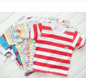 Children's short-sleeves stripes Tee