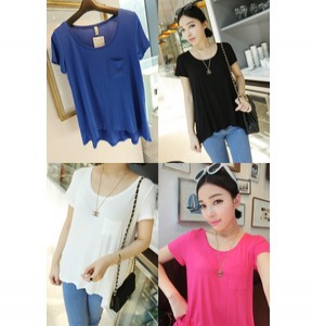T158 Long Basic Tee with pockets
