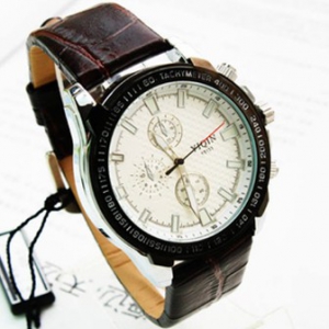 154286 Round face leather watch