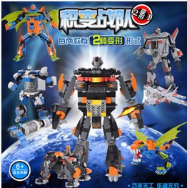 2 in 1 building blocks assembled robot / aircraft / spacecraft / monster / dragon toys
