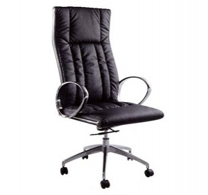 Leather swivel chair with armrest