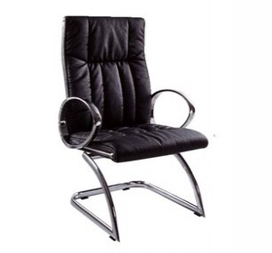 Leather office chair with metal frame armrest