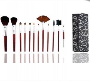 12pc makeup nylon brushes with printed pouch