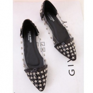 Pointed black flats with stars studs