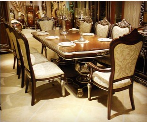 中欧风格 餐桌2.4M 一桌8椅真皮