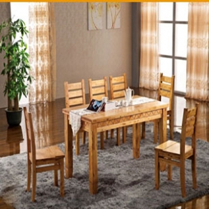Cedar wood dining table + 6 chairs