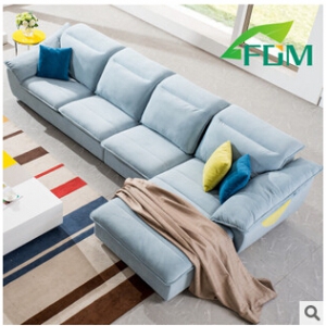 Three-seat sofa with chaise longue right