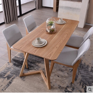实木餐桌椅组合 一桌四椅 (1.4*0.7M)