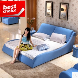 预售-现代布床双人床