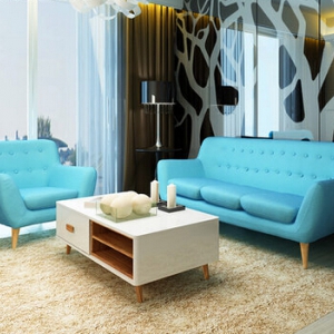 Fabric three-seat sofa & armchair