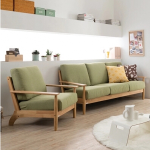 Fabric three-seat sofa & armchair