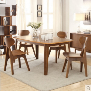 曲木实木餐桌椅组合 一桌四椅 （1.2M）
