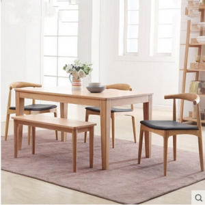 实木餐桌椅 一桌一长凳两椅
