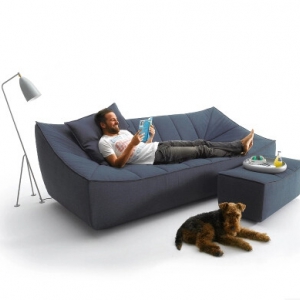 Preorder - Fabric  Three-seat sofa & footstool