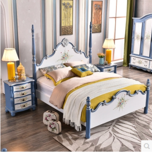 预售-美式彩绘双人床