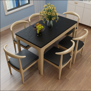 预售-北欧风格全实木餐桌+6椅子
