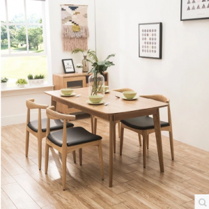 预售-北欧简约实木餐桌组合+餐椅