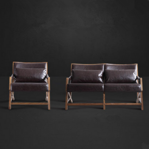 预售-北欧现代简约实木沙发椅1+2组合