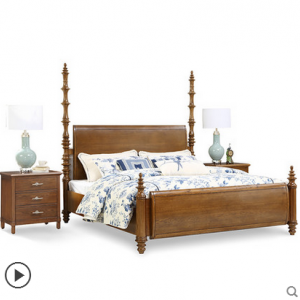 预售-美式实木双人床