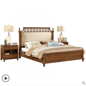 预售-美式实木双人床