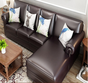 预售-美式实木皮沙发组合3+贵
