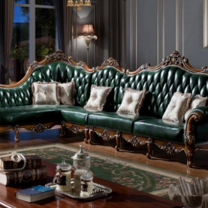 Preorder-Leather four-seat sofa +chaise longue