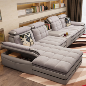 Preorder-Fabric three-seat sofa+ chaise longue+side table