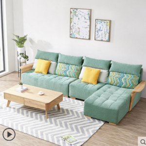 预售-北欧简约实木转角布艺沙发组合3+贵