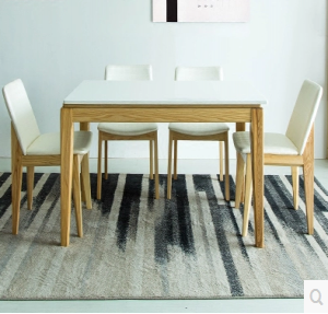 预售-北欧简约现代实木大理石餐桌套一桌+4椅