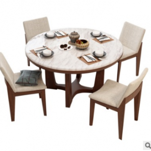 预售-北欧简约现代实木圆形餐桌套一桌+4椅