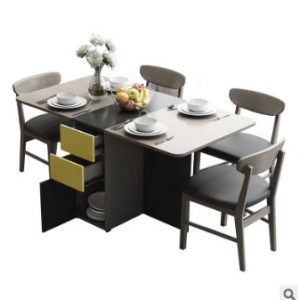 预售-北欧简约创意折叠餐桌套一桌+四椅