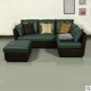 Preorder-Leather four-seat corner sofa+foot stool