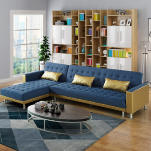 预售-美式现代转角布艺沙发床