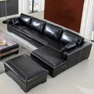 Preorder-Leather three-seat sofa+chaise longue