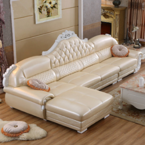 预售-欧式实木雕花真皮沙发组合3+贵