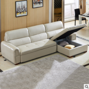 预售-现代简约真皮沙发床组合