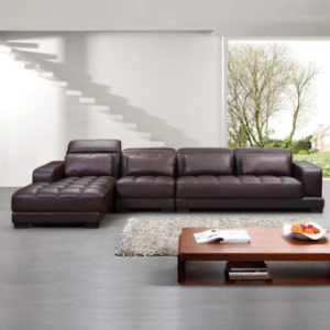 Preorder-Leather four-seat sofa+chaise longue