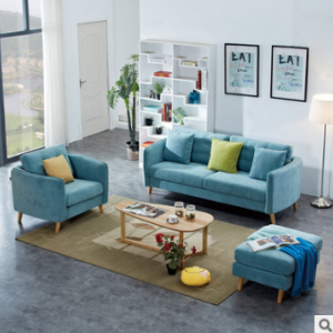 Preorder-Fabric three-seat sofa+armchair+foot stool