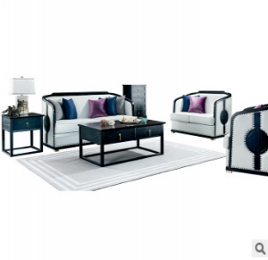 预售-欧式现代实木布艺沙发组合1+2+3
