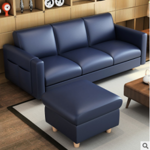 预售-现代简约多功能可折叠真皮沙发组合3+踏
