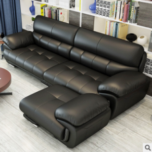 Preorder-Leather four-seat sofa+foot stool