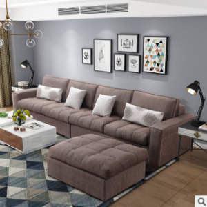 Preorder-Fabric four-seat sofa+foot stool