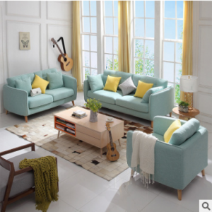 预售-现代简约实木可拆洗布艺沙发组合1+2+3