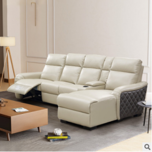 预售-简约现代时尚电动多功能皮沙发组合3+边几+贵