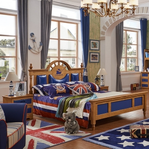 预售-实木儿童床男孩单人床1.5米青少年美式套房组合家具