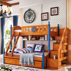 预售-儿童床高低床子母床实木床上下床双层床地中海母子床组合床