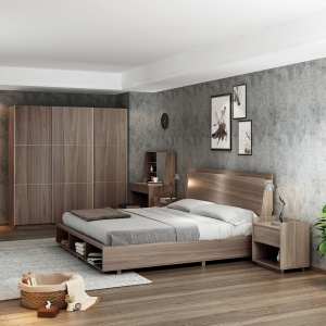 预售-现代简约床主卧北欧双人床小户型收纳高箱储物床1.8米板式床